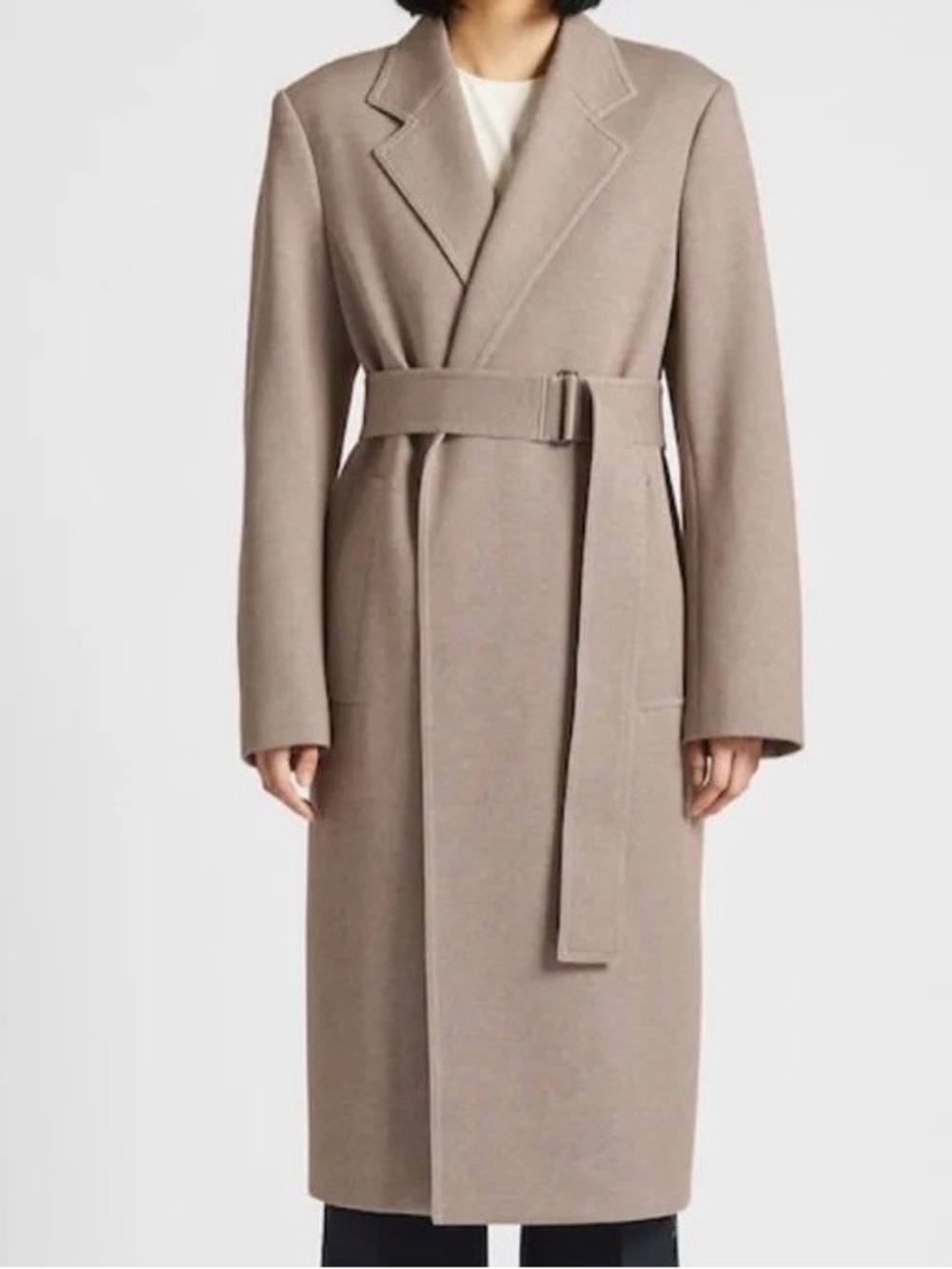 Lemaire Uniqlo U Jersey Belted Chester Long Coat Grey Taupe S NWT Minimalist